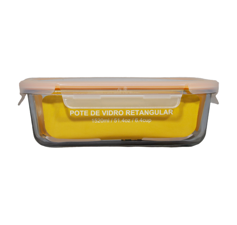 Pote de Vidro Hermético 1520ml, vedação laranja - Budamix