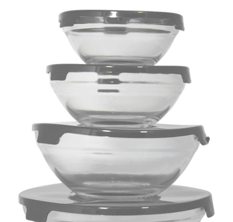 Conjunto de 5 Potes, Tampa Cinza - Budamix