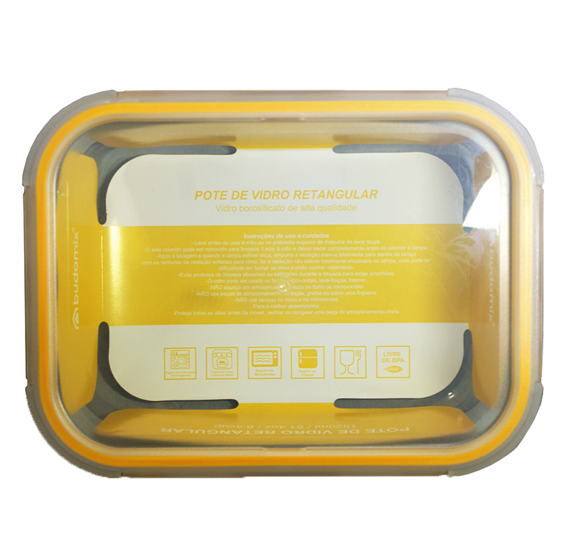 Pote de Vidro Hermético 1520ml, vedação laranja - Budamix