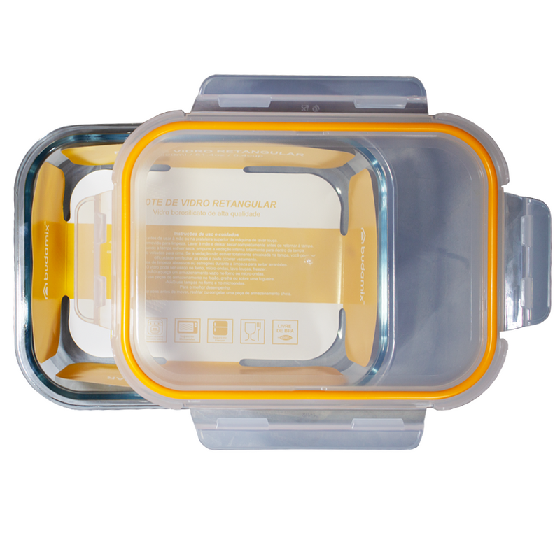 Pote de Vidro Hermético 1520ml, vedação laranja - Budamix
