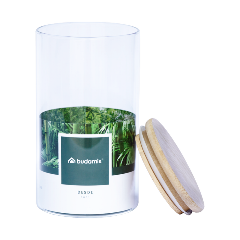 Pote Hermético Cilíndrico de Vidro com Tampa de Bambu 750ML