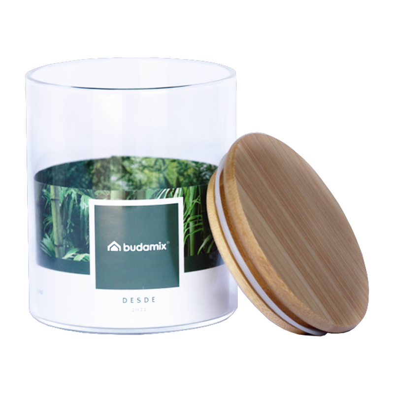 Pote Hermético Cilíndrico de Vidro com Tampa de Bambu 500ML